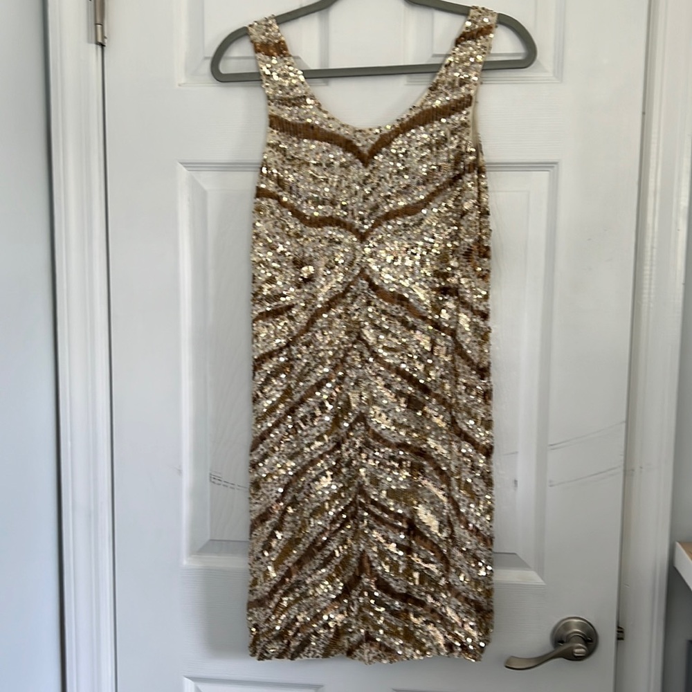 Gold/Champagne/Beige Sequin Shift Dress - Gatsby, New Years, Wedding